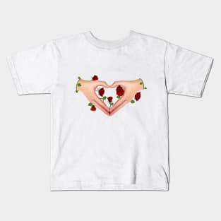 Hands Heart Roses Kids T-Shirt